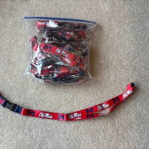 Ole Miss Lanyards Detachable Keychain Badge ID Holders Blue Red Lot of 25 NWT